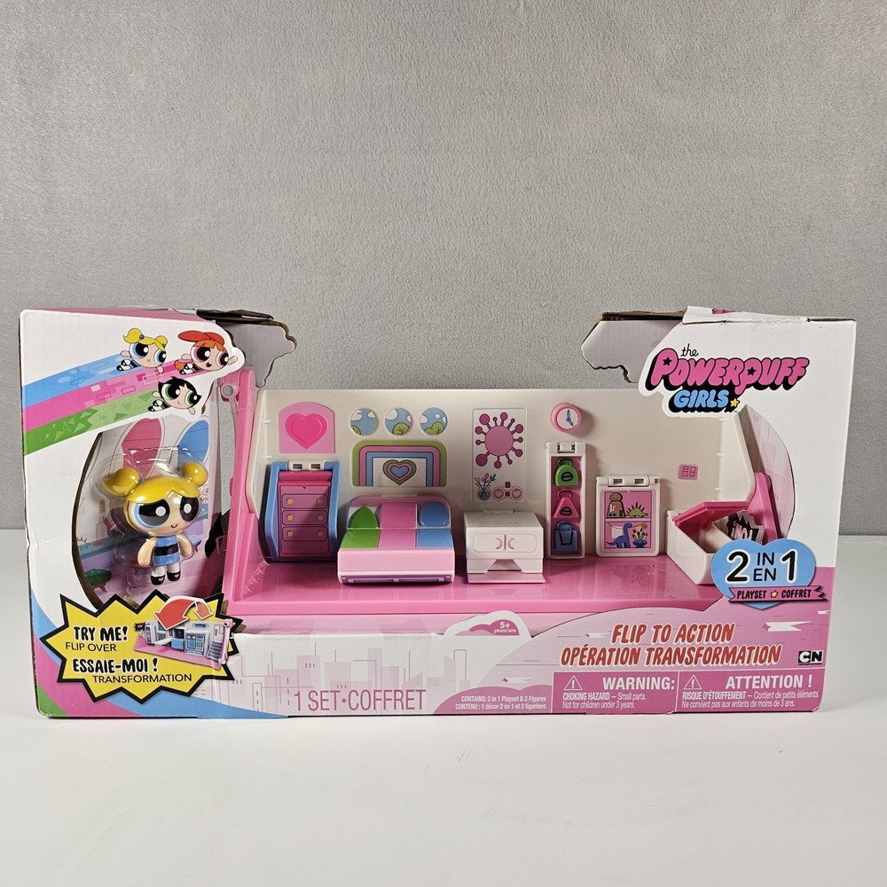 PowerPuff Girls 2 In 1 Flip To Action Lab Playset Bubbles & Professor Utonium 5+